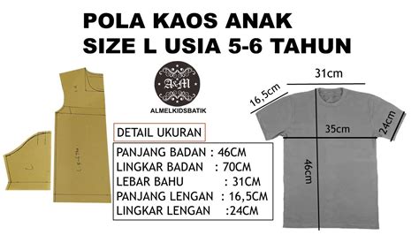 Cara Membuat Pola Kaos Anak Ukuran L Buat Usia 5 6 Tahun Sangat Mudah