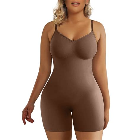 Ehqjnj Female Plus Size Shapewear Bodysuit White Abdominal Compression Seamless Body Shaping