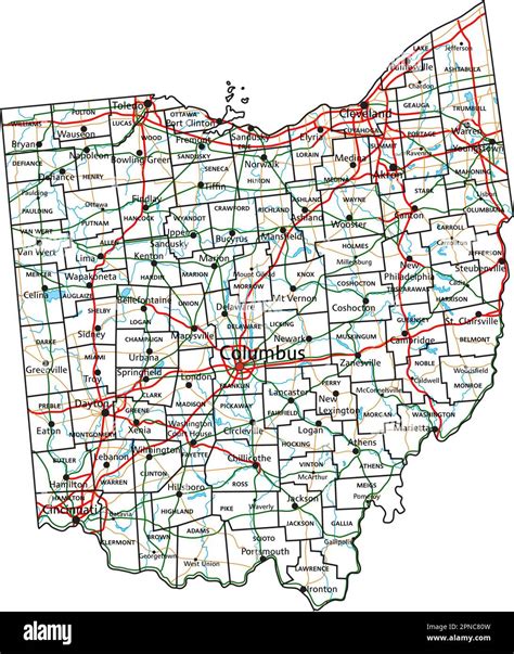 Ohio Road And Highway Map Vector Illustration Stock Vector Image And Art Alamy