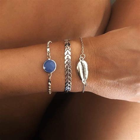 Lot De 3 Bracelets Argent Pierre Bleue BIJOUX BY JULIE