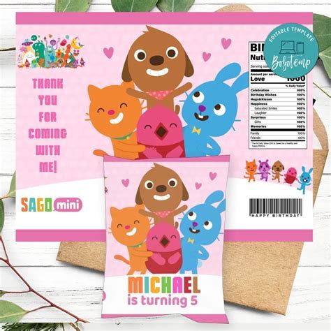 Sago Mini Birthday Chip Bag Digital File Printable Bobotemp