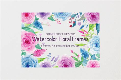 Watercolor Floral Frames By Cornercroft Thehungryjpeg