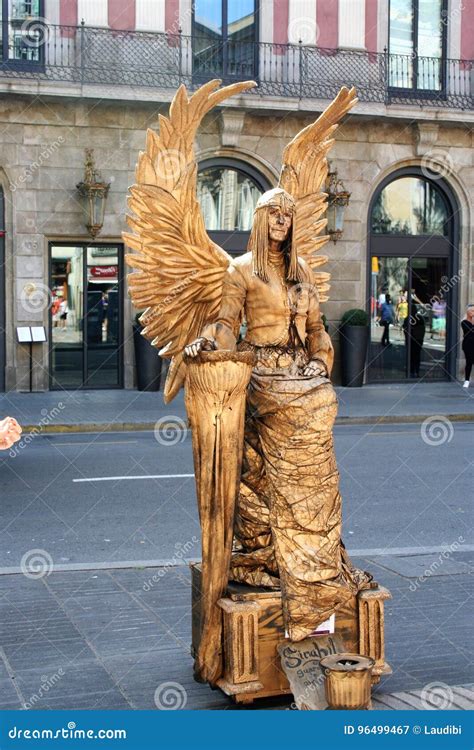 Human Statues On Ramblas Editorial Photography Image Of Rambla