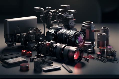 Premium AI Image | A professional camera with a variety of lenses and ...