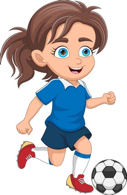 Premium Vector | Beautiful girl playing football cartoon