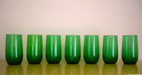 Dark Green Depression Glass Tumblers Set Of By Theculturequeen