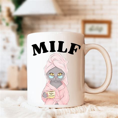 Cat Coffee Mug Man I Love Felines MILF Ceramic Cup Cat Lover Etsy