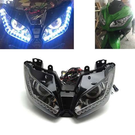 Headlight For Kawasaki Ninja 250 Ninja 300 2013 2016 Led Angel Eye Blue