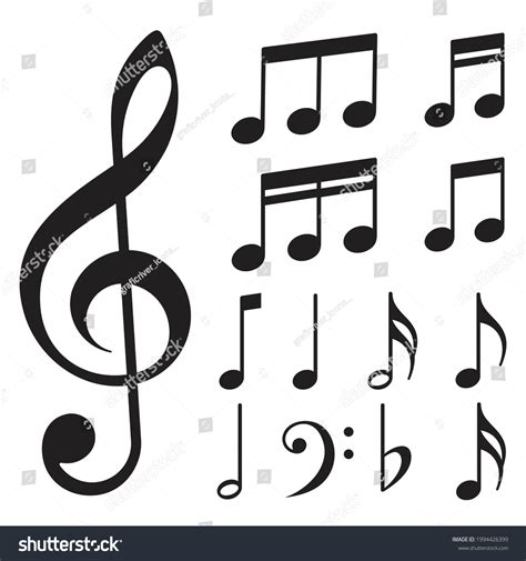 Music Notes Icon Set Music Notes เวกเตอร์สต็อก ปลอดค่าลิขสิทธิ์