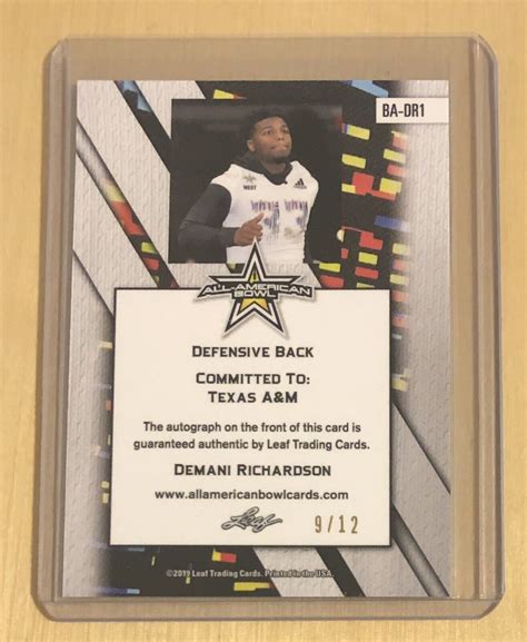 Demani Richardson Leaf All American Blue Flag Auto Texas A M