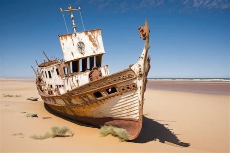 Costa De Los Esqueletos En Namibia Con Los Restos De Un Viejo Barco