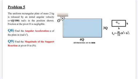 Solved H Problem 5 The Uniform Rectangular Plate Of Mass 2