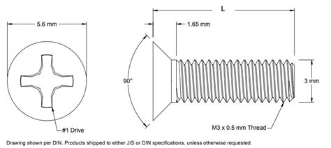 Peek Flat Head Screw Phillips Driver M3 05 X 5mm