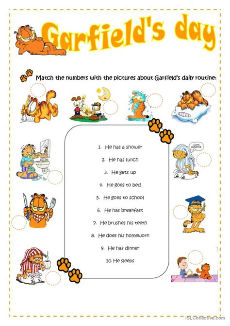 Garfield S Routine English Esl Worksheets Pdf Doc Hot Sex Picture