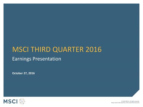 Msci Inc 2016 Q3 Results Earnings Call Slides Nyse Msci