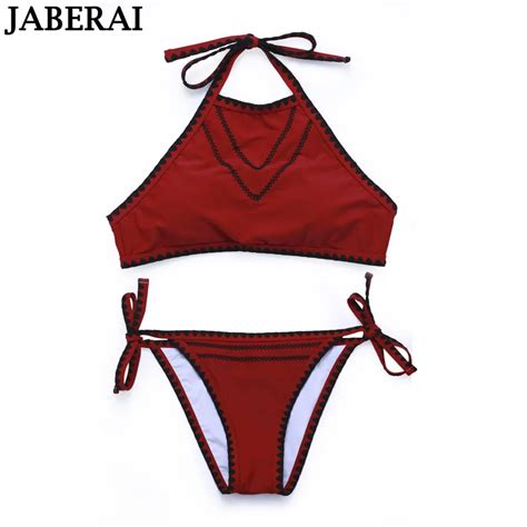 Jaberai Sexy High Neck Bikini Swimwear Women Bandage Push Up Bikinis