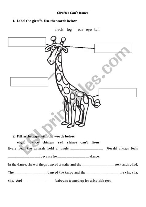 Giraffes Can T Dance Worksheets