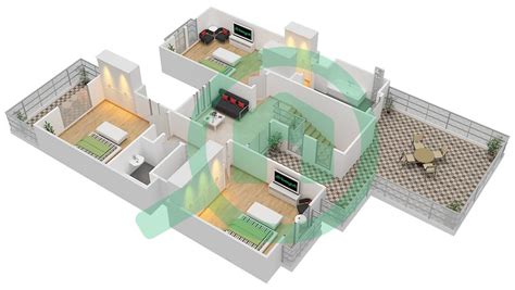 Floor Plans For Type B Bedroom Townhouses In Al Salam Bayut Dubai