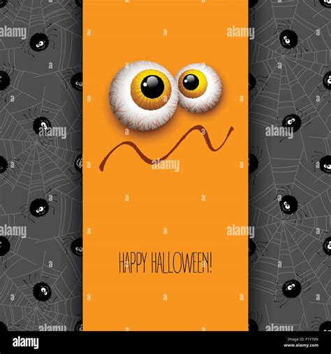 Funny Halloween Greeting Card Monster Eyes Vector Illustration Stock