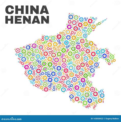 Mosaic Henan Province Map of Cog Items Stock Vector - Illustration of ...