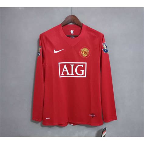 07 08 Retro Manchester United I Camisa De Futebol Masculino De Manga