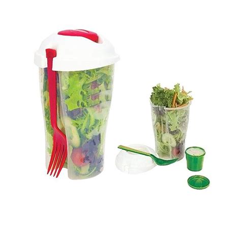 Salad Or Lunch To Go Container With Fork And Dressing Cup 2 Pack