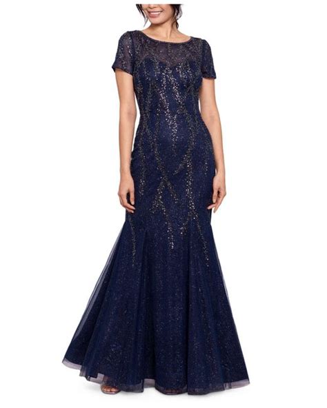 Xscape Embellished Godet Gown In Blue Lyst