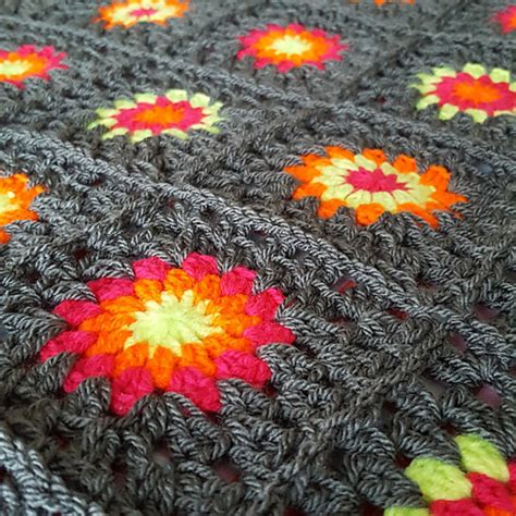 Ravelry: TheSunroom's Striking Grey Neon Crochet BLANKET Retro Sunburst