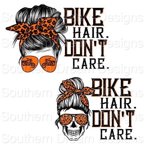 Bike Hair Don T Care Bundle Png Messy Bun Skull Messy Etsy Australia