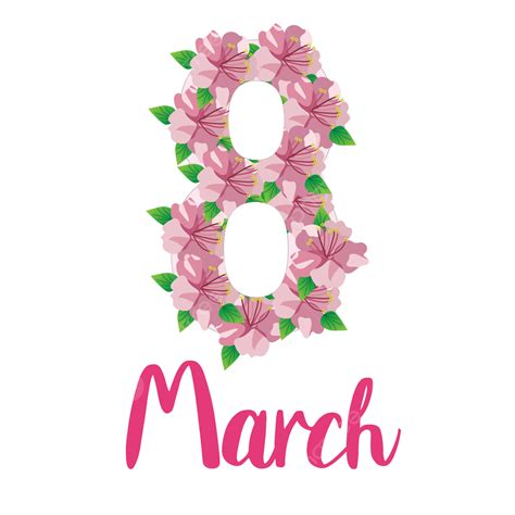 Flowers Womens Day Vector Png Images 8 March Womens Day Pink Flower