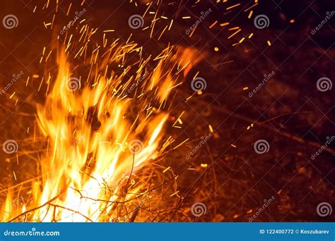 Night Bonfire With Sparks Stock Photo Image Of Summer 122400772