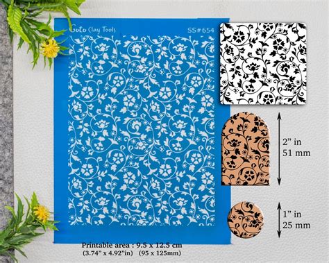 Floral Vine Leaves Silkscreen For Polymer Clay Earring Making Etsy