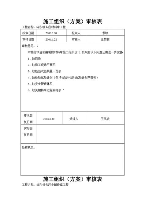 某地区施工组织（方案）审核表详细文档施工方案范本土木在线