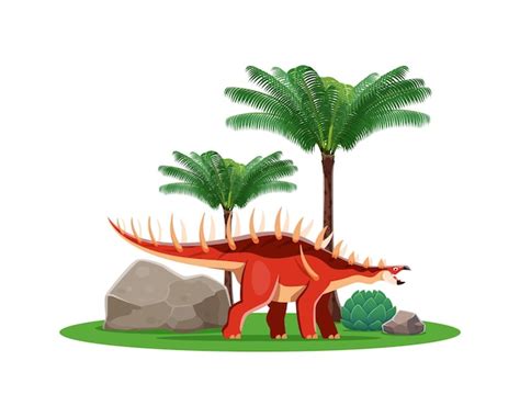 Kentrosaurus dinossauro vermelho de desenho animado pré histórico