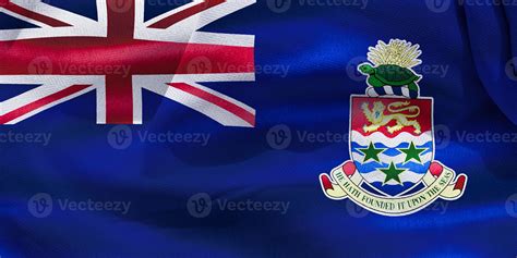 3D Illustration Of A Cayman Islands Flag Realistic Waving Fabric Flag