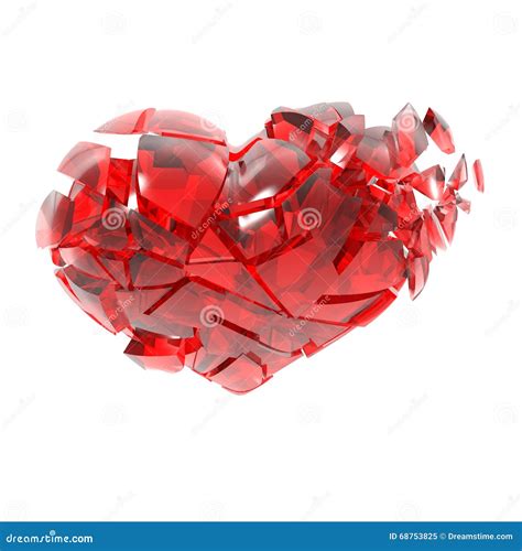 Roto En Pedazos De Corazón De Cristal Rojo Stock De Ilustración