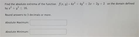 Solved Find The Absolute Extrema Of The Function