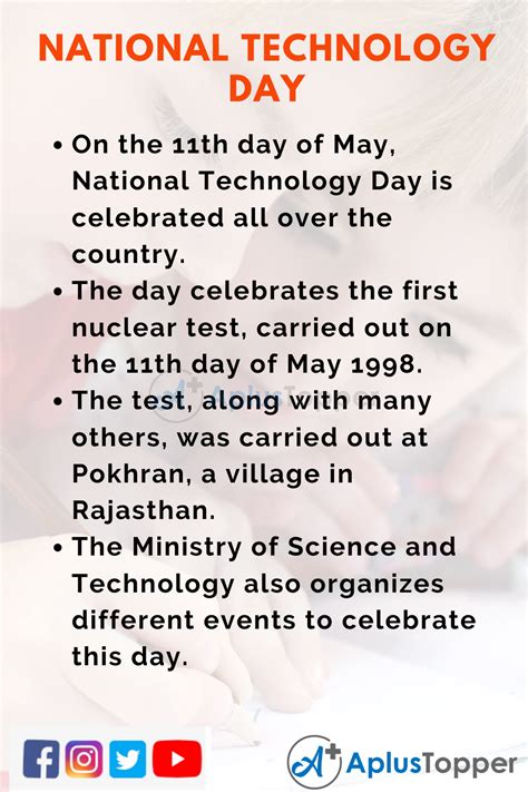 10 Lines On National Technology Day For Students And Children In