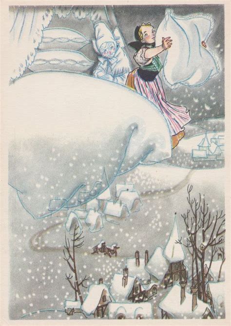 Postcard Illustration By N Goltz For German Fairy Tale Mother Hulda