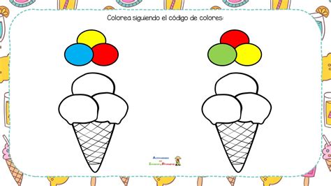 Fichas de atención con helados Código de colores