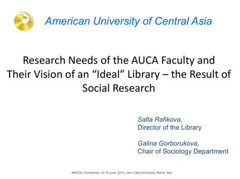 AUCA Faculty Vision of an “Ideal” Library