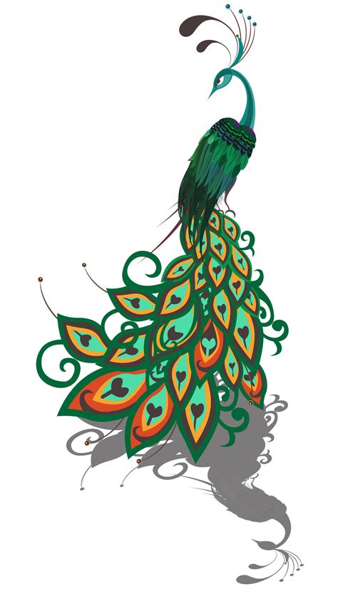 Beautiful Embroidery Style Colorful Bright Peacock Bird Vector Ornate