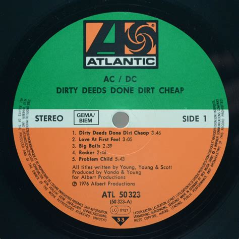 AC DC Dirty Deeds Done Dirt Cheap 3980 купить виниловую пластинку