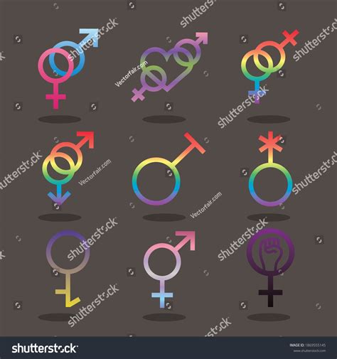 Bundle Nine Gender Symbols Sexual Orientation Stock Vector Royalty