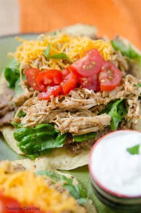 Slow Cooker Crock Pot Mexican Chicken Tostadas Recipe Tammilee Tips