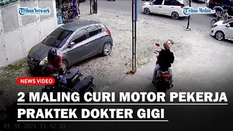 Beraksi Di Siang Hari 2 Maling Terekam CCTV Curi Motor Milik Pekerja