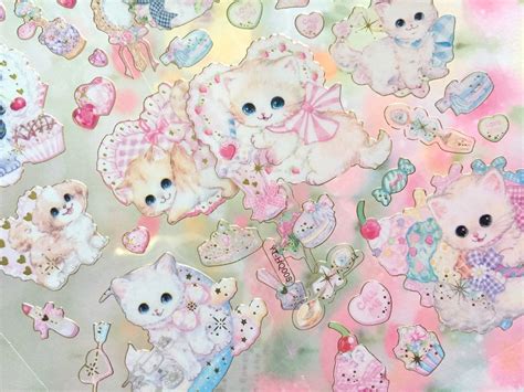 Adorable Cats Sticker Cat Themed White Cat Flower Pussy Etsy