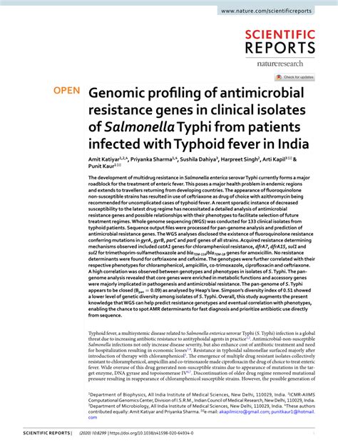 Pdf Genomic Profiling Of Antimicrobial Resistance Genes In Clinical