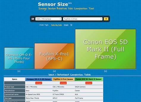 Sensor Size Comparison Chart A Visual Reference Of Charts Chart Master