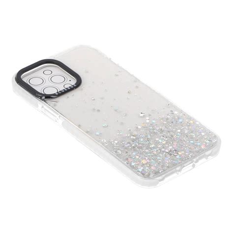 เคสไอโฟน Blue Box Casing For Iphone 13 Pro Max Clear Glitter With Black Camera Frame